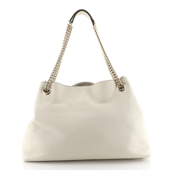 RARE🔥GUCCI soho ivory gold double chain leather bag - Picture 10 of 14